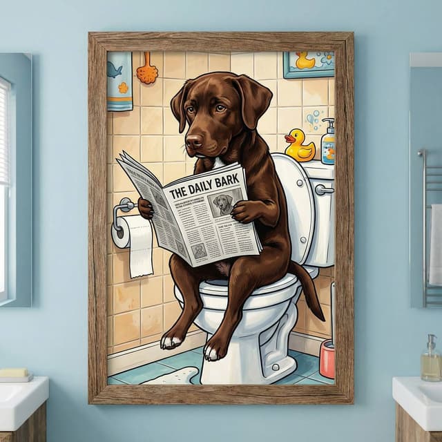 Dog Bathroom Art - Bathroom Art style portrait