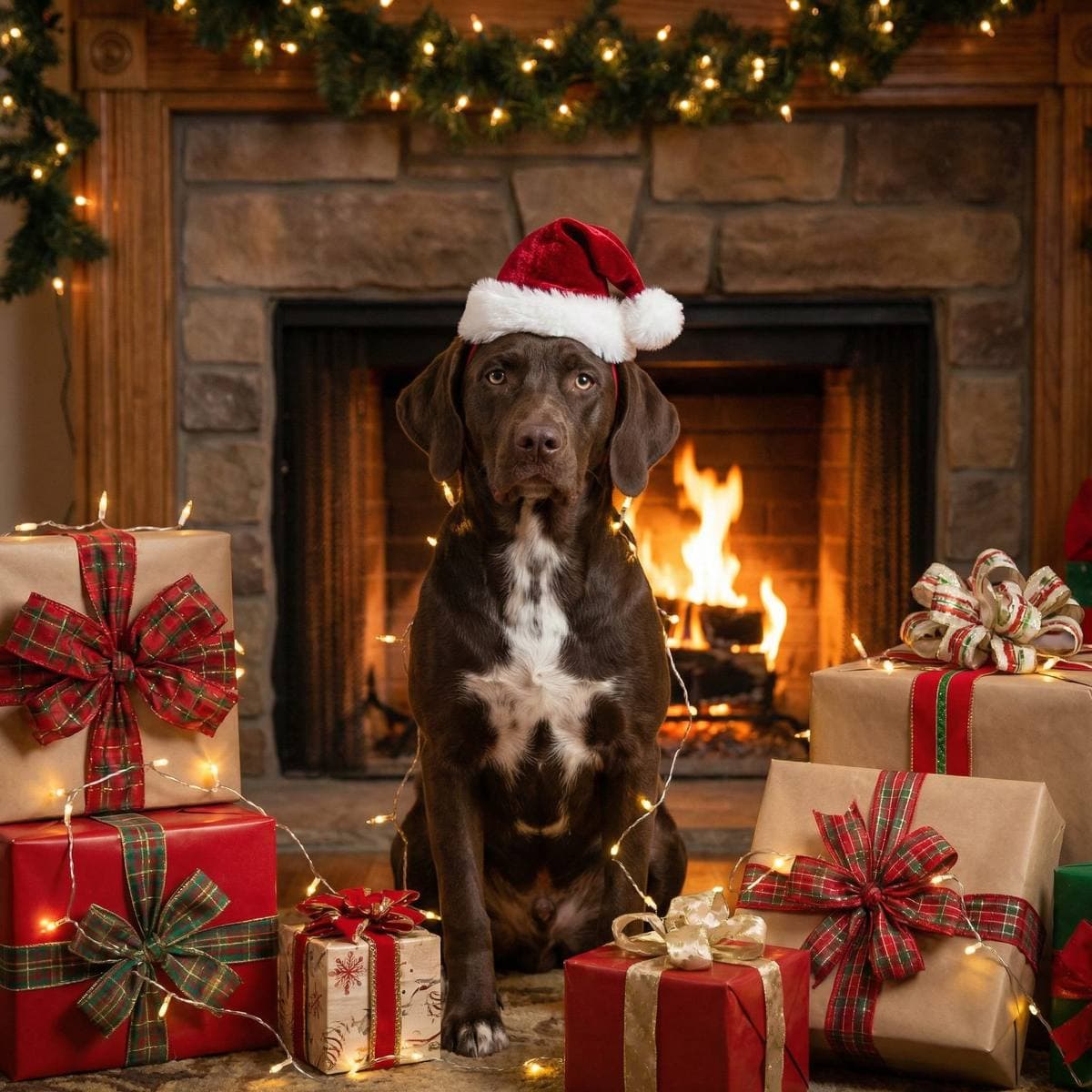 Christmas Dog Art for the Holidays - Christmas style portrait