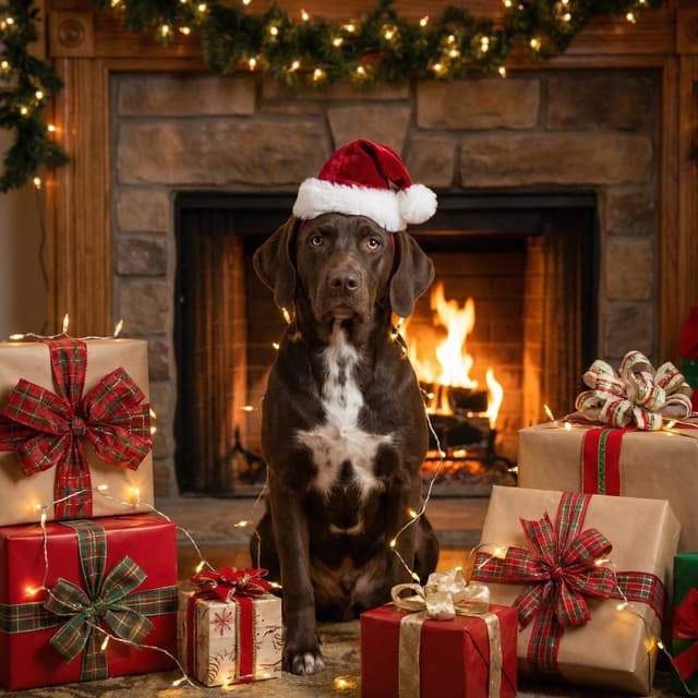 Seasonal Dog Clip Art - Christmas style portrait