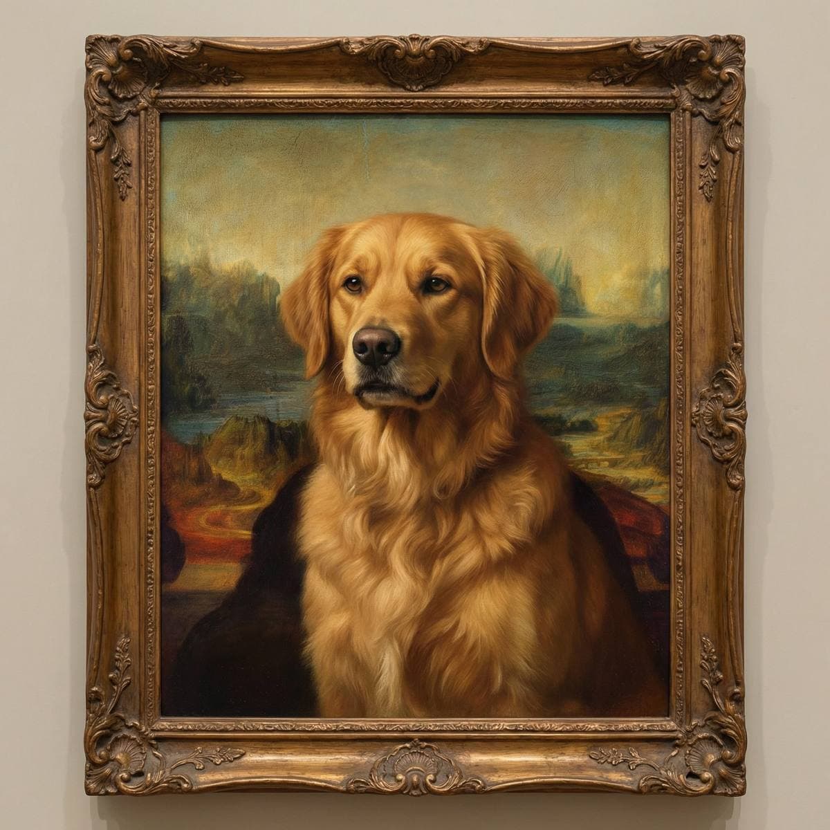 Dog Line Art Portraits - Mona Lisa style dog portrait