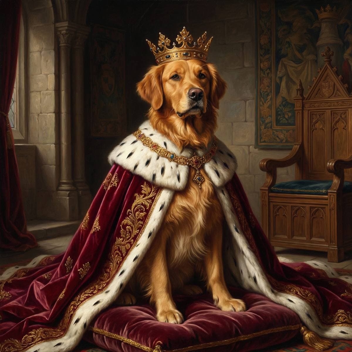 Christmas Dog Art for the Holidays - Royal Renaissance style dog portrait