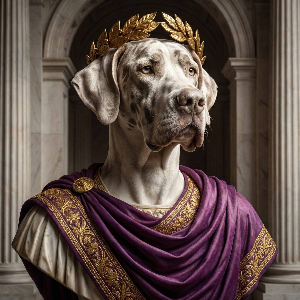 Dog Tag Clip Art and Custom Dog Portraits - Roman Emperor style dog portrait