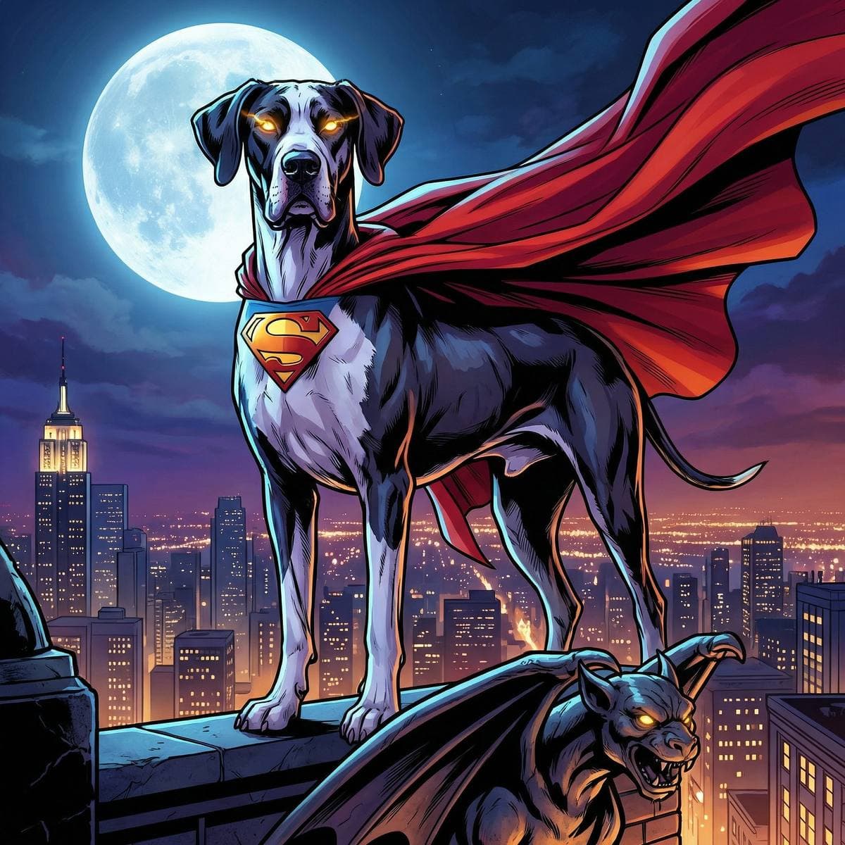 Custom Dog Art From Your Own Photos - Superhero style dog portrait