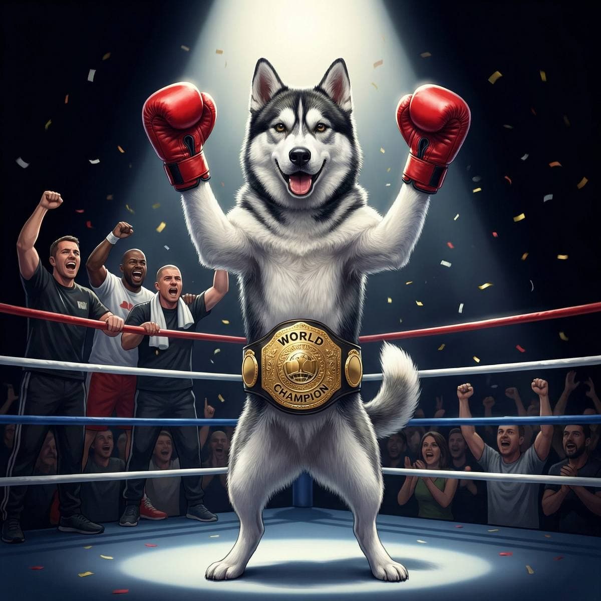 Dog Walking Clip Art and Action Dog Portraits - Boxing Champ style dog portrait