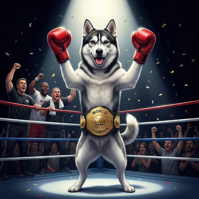 Action Dog Clip Art - Boxing Champ style portrait
