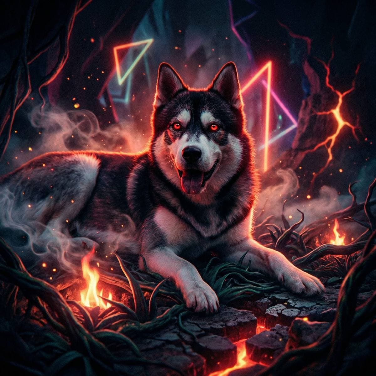Halloween Dog Art Portraits - 80s Supernatural style dog portrait