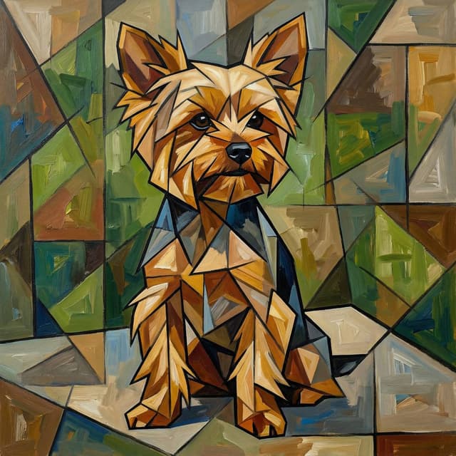 Dog Line Art - Cubist style portrait
