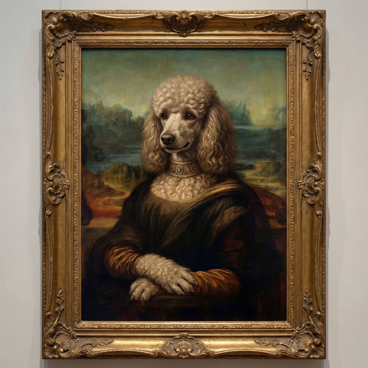 Dog poster art - Mona Lisa style dog art poster