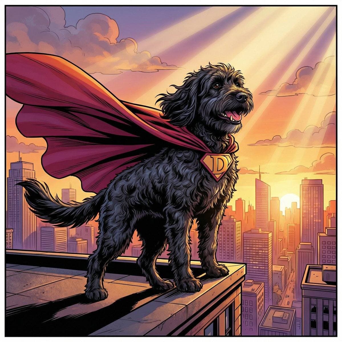 Dog art portrait - Superhero style