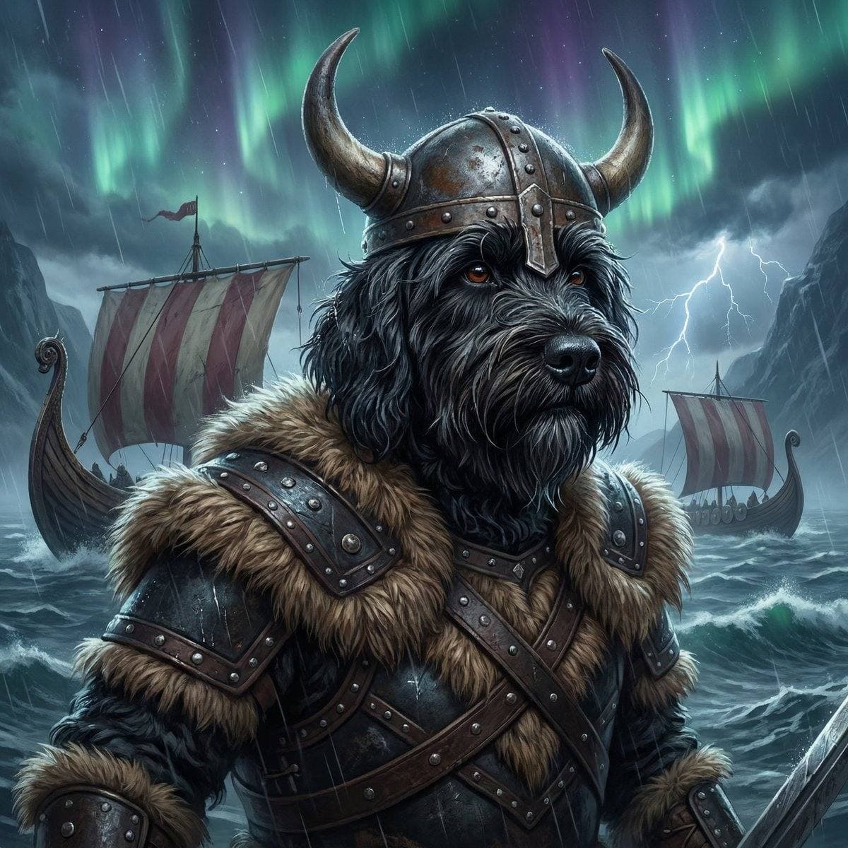 Dog framed art - Viking warrior style framed dog wall art