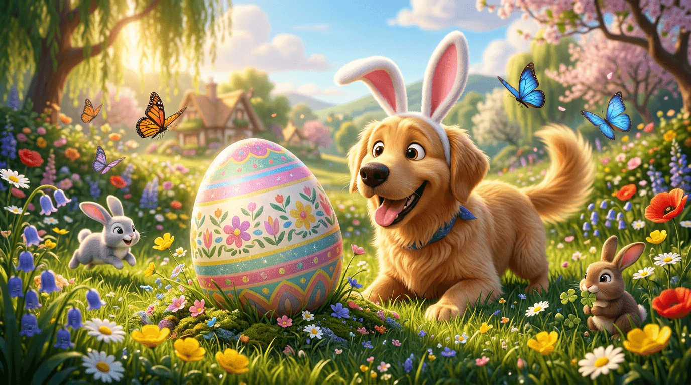 Easter Dog Portraits - Easter (Pixar) style portrait