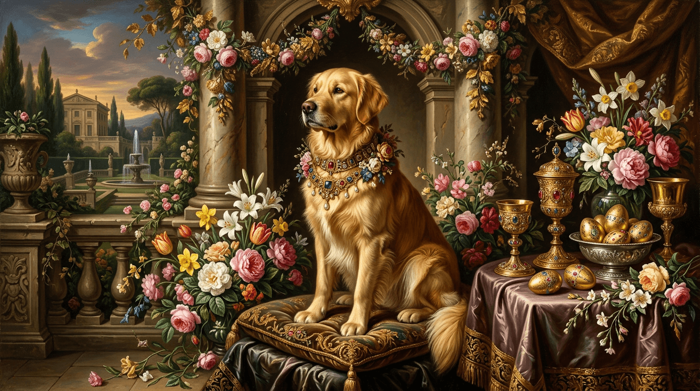 Easter Dog Portraits - Easter Renaissance style dog portrait