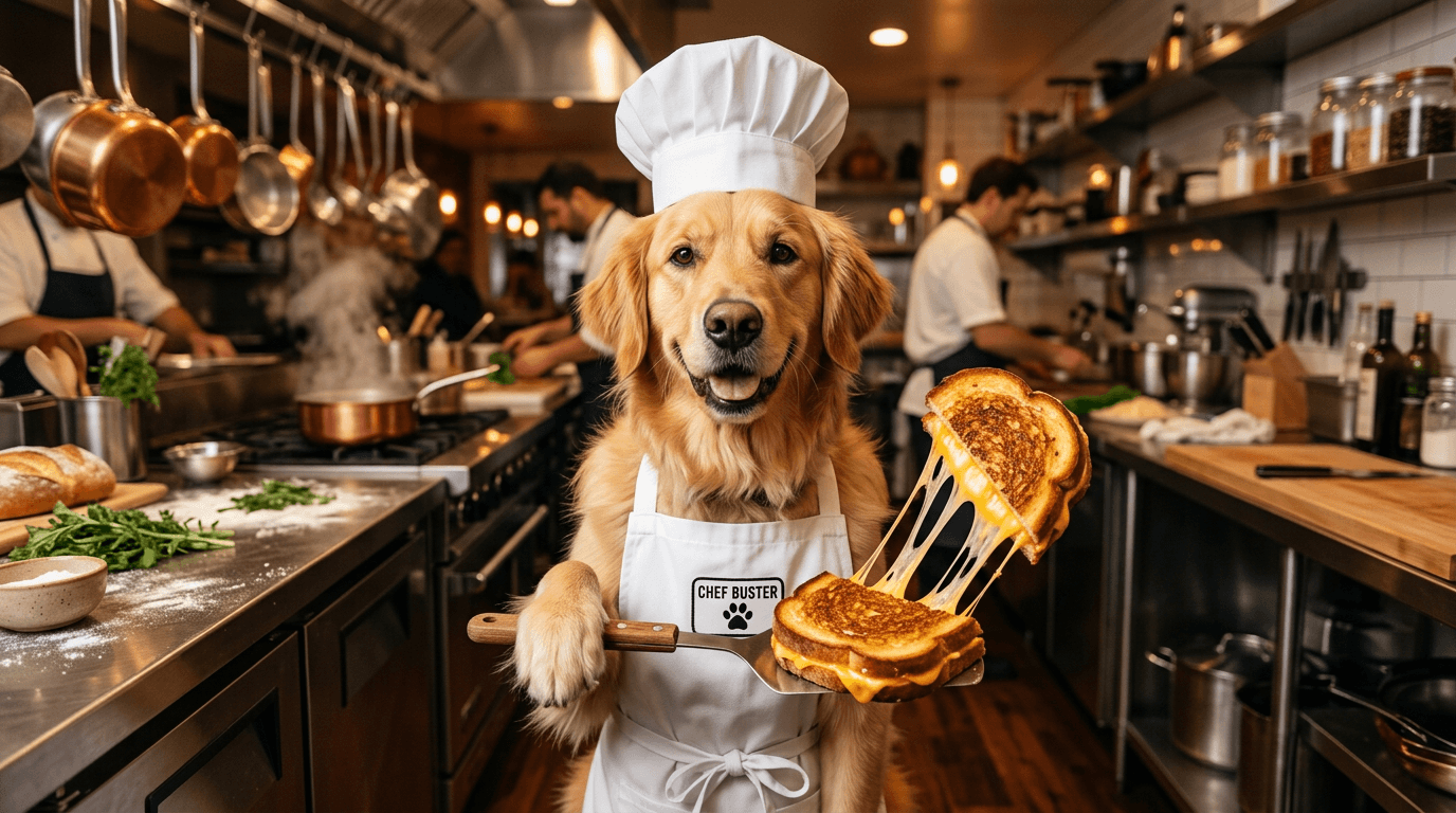 Grilled Cheese Dog Portraits - Grilled Cheese (Chef) style portrait