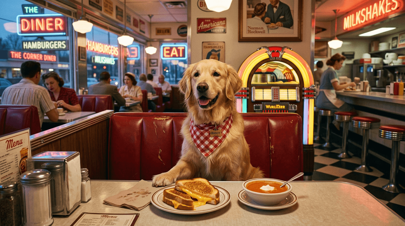 Grilled Cheese Dog Portraits - Grilled Cheese (Diner) style dog portrait