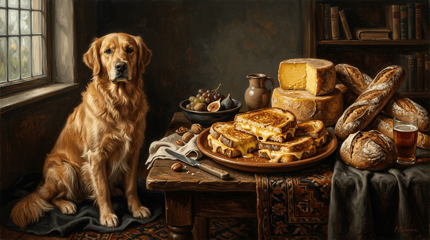 Grilled Cheese Dog Portraits - Grilled Cheese (Still Life) style dog portrait