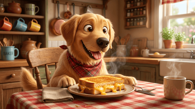 National Grilled Cheese Day - Grilled Cheese (Pixar) style portrait
