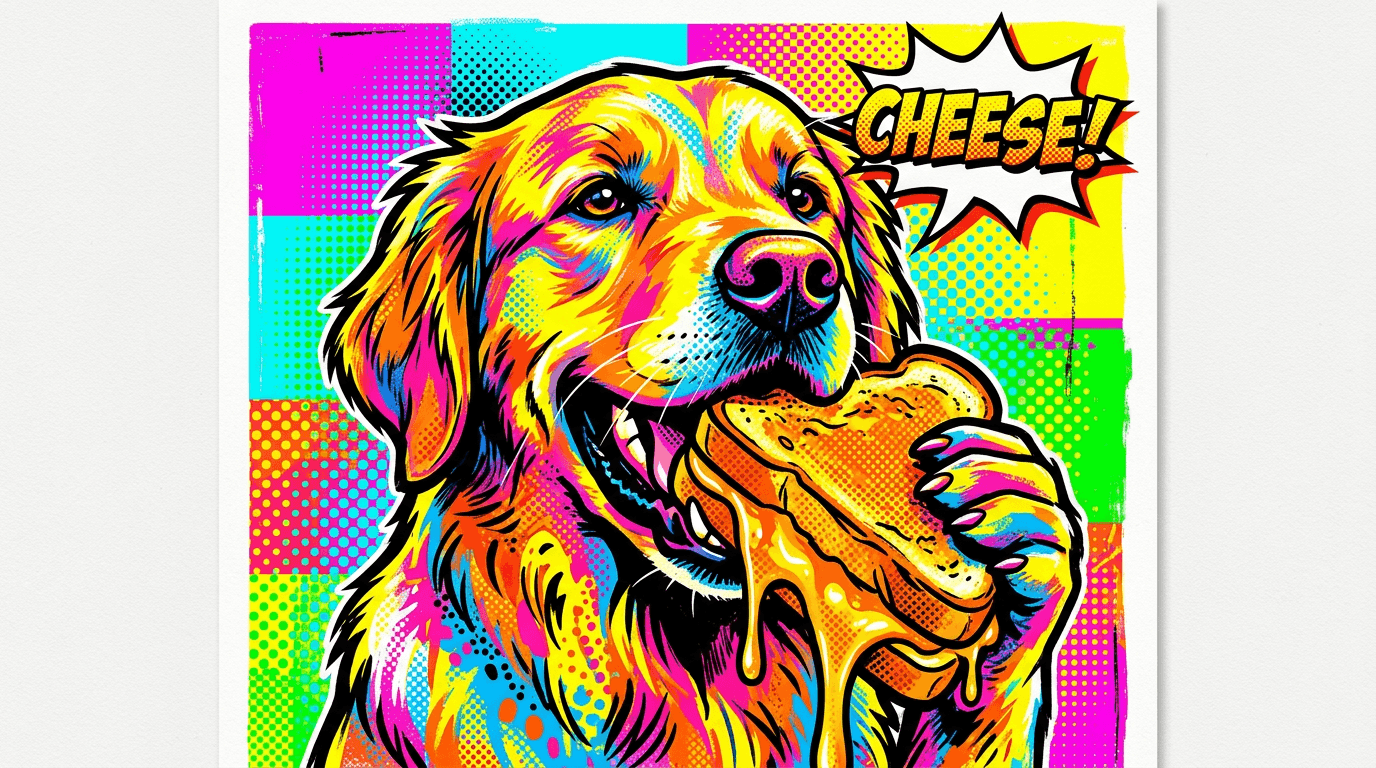 Grilled Cheese Dog Portraits - Grilled Cheese (Pop Art) style dog portrait