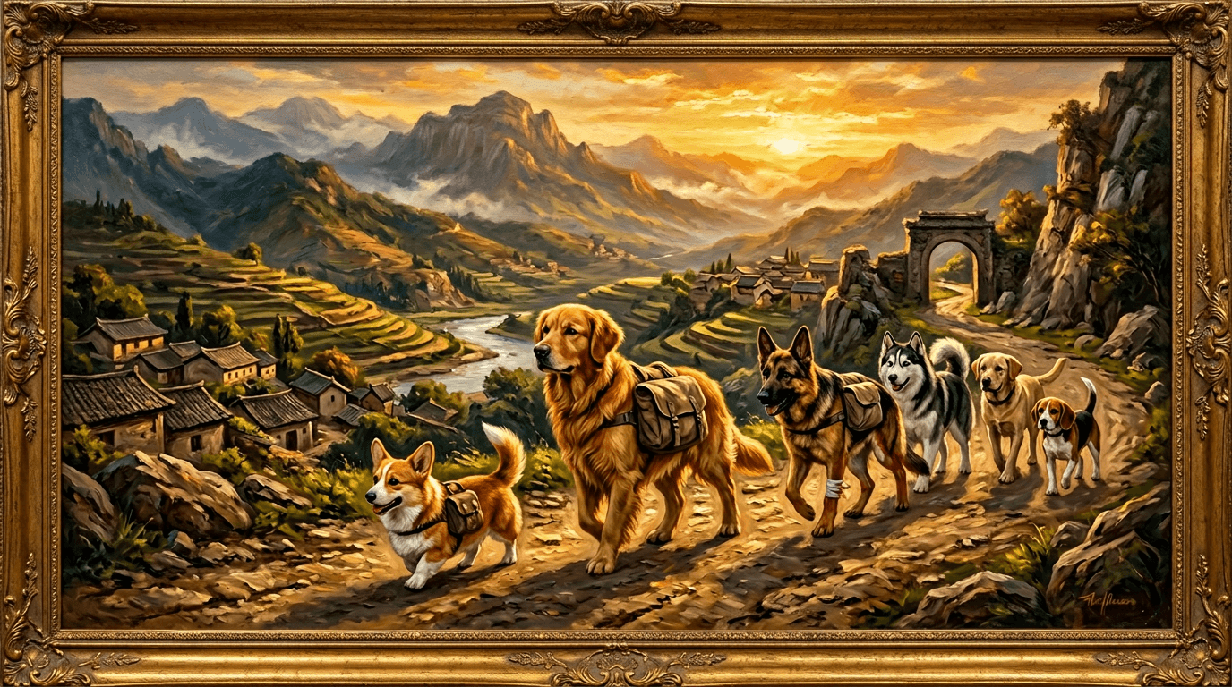 The Journey Home - Journey Home (Oil) style dog portrait